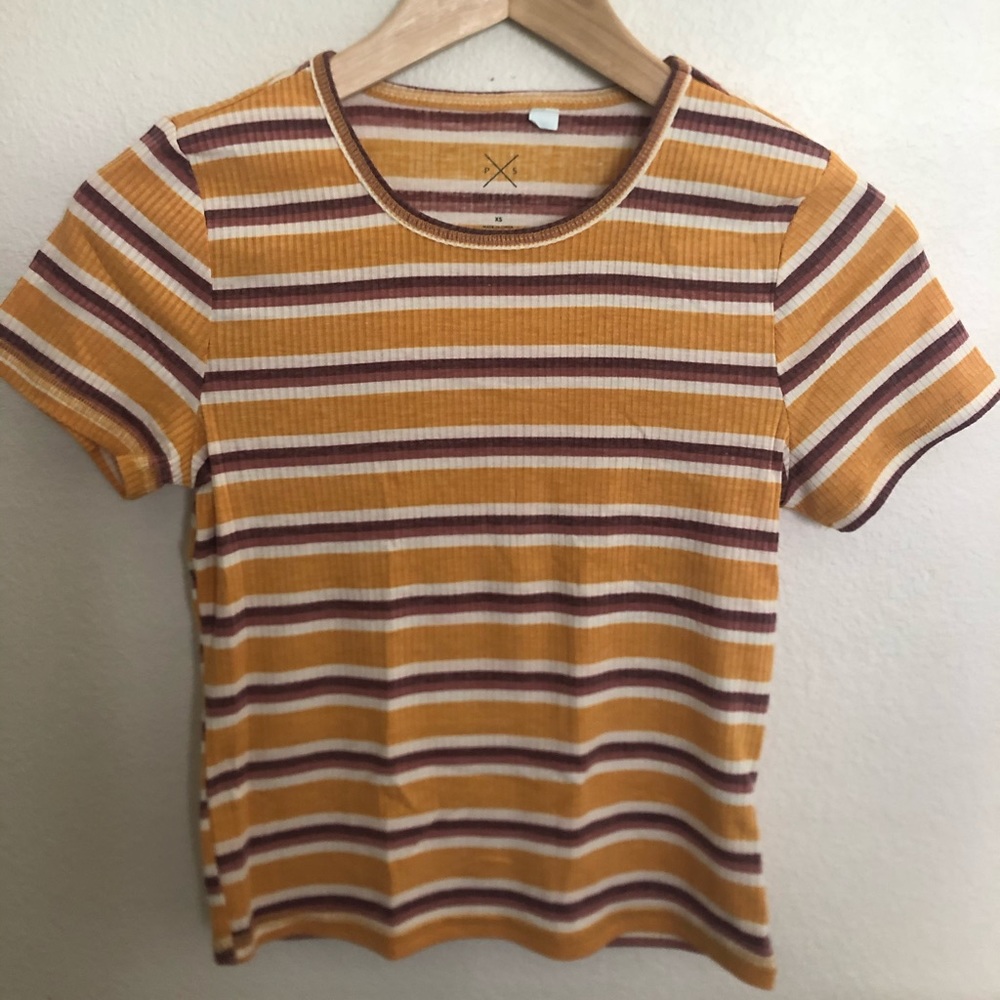 pacsun basics striped ribbed crop top shirt